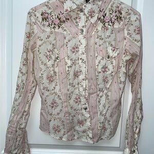 Floral Embroidered Button-Down Shirt